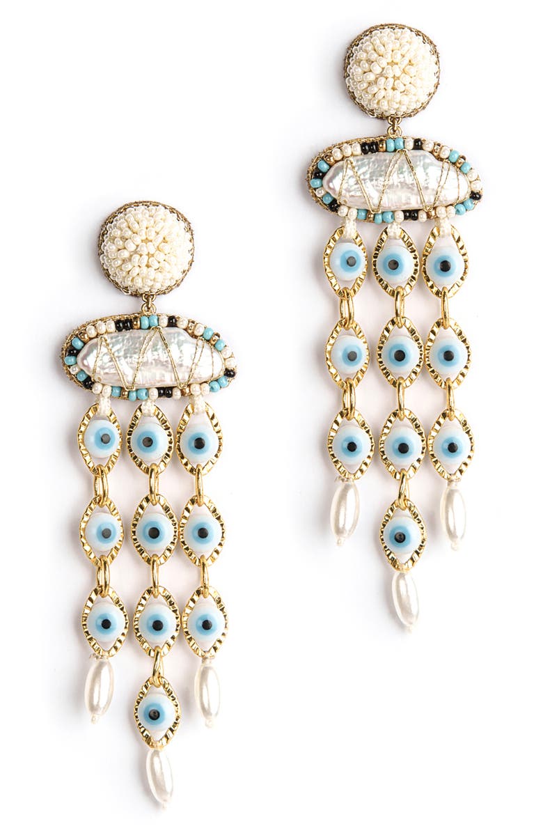 Deepa Gurnani Helia Drop Earrings, Main, color, Ivory