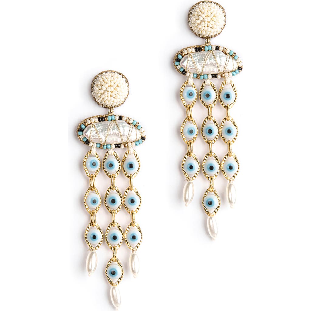 Deepa Gurnani Helia Drop Earrings In Ivory