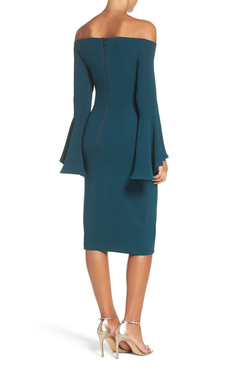 'Solange' Off the Shoulder Midi Dress, Alternate, color, TEAL