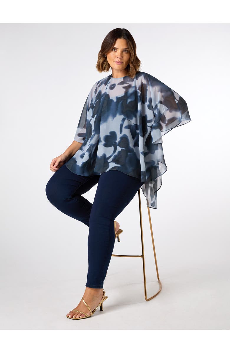 Live Unlimited Abstract Floral High Low Overlay Top, Alternate, color, Print