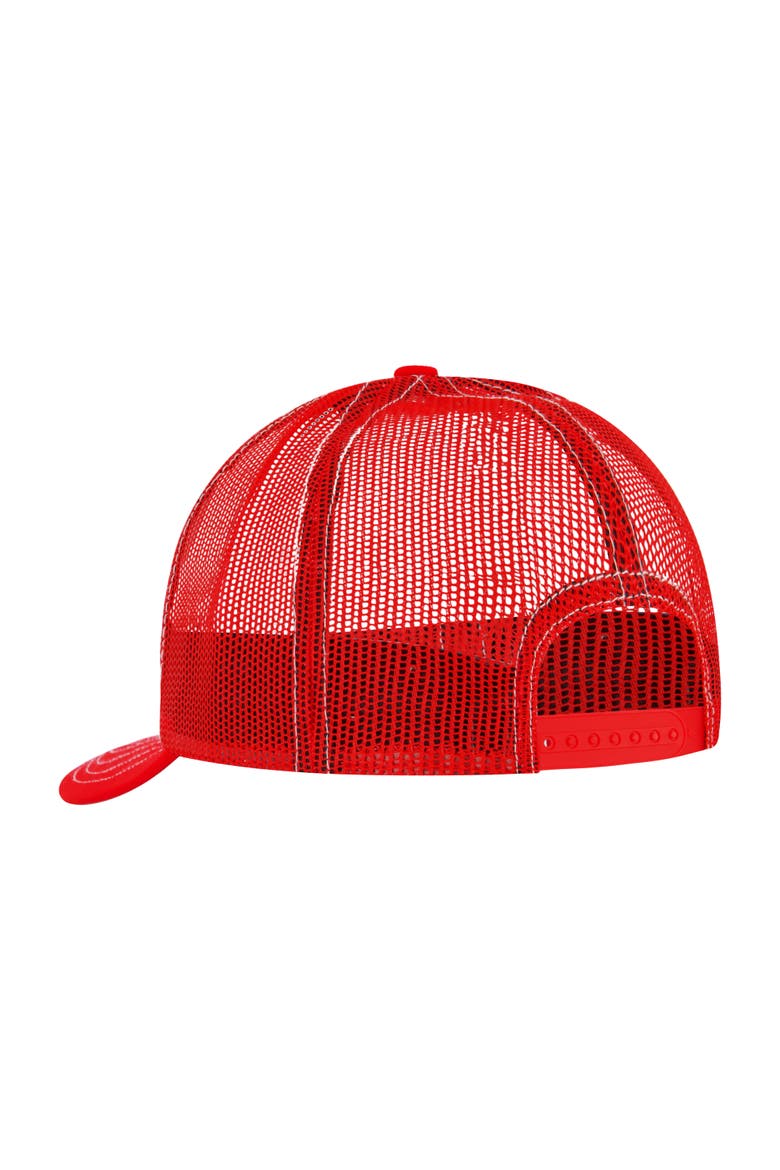 Constructed Contrast Stitch Cotton Twill Trucker Cap, Alternate, color, RED