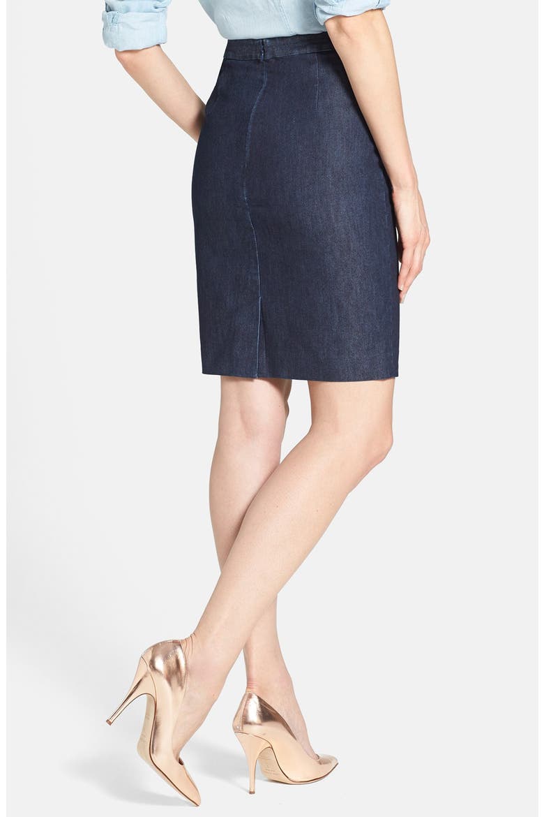 Stretch Cotton Blend Pencil Skirt, Alternate, color, DARK INDIGO