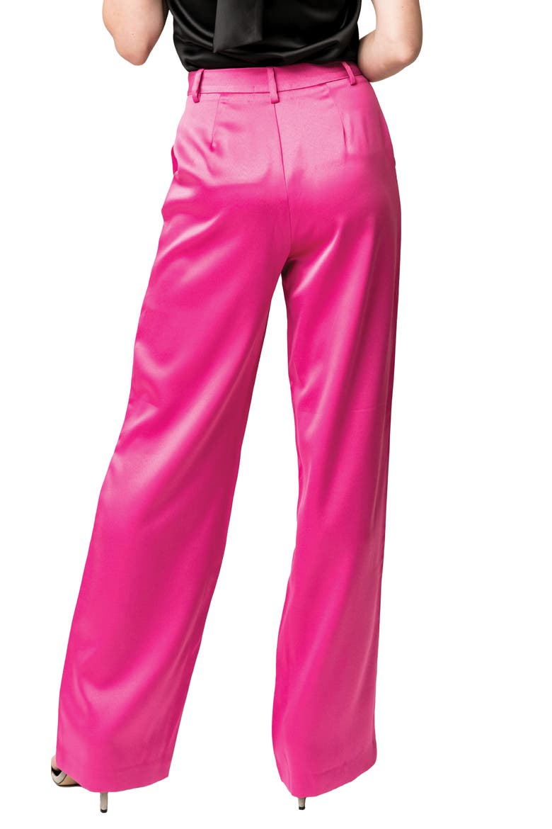 Lindsey Wide Leg Satin Pants, Alternate, color, FUCHSIA