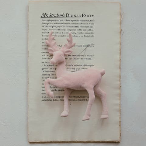 Flocked Deer Ornament with Nylon Accents