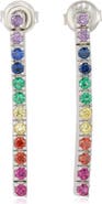 SUZY LEVIAN Sterling Silver Rainbow CZ Linear Drop Earrings