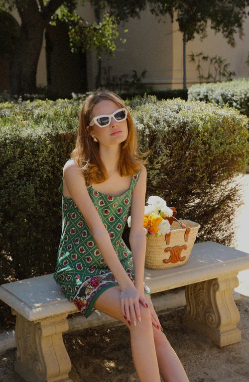 WAYF WAYF EDEN PRINT SLEEVELESS LINEN BLEND MINIDRESS 