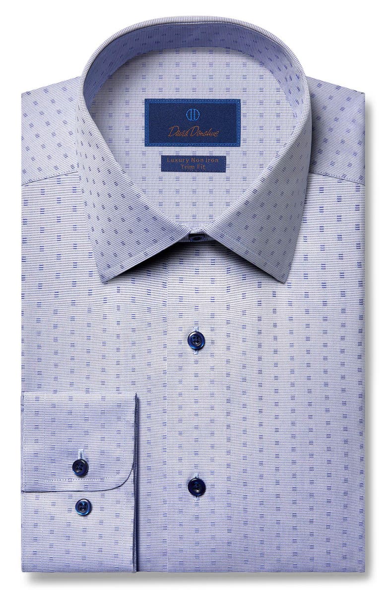 David Donahue Trim Fit Dobby Non-Iron Dress Shirt, Main, color,