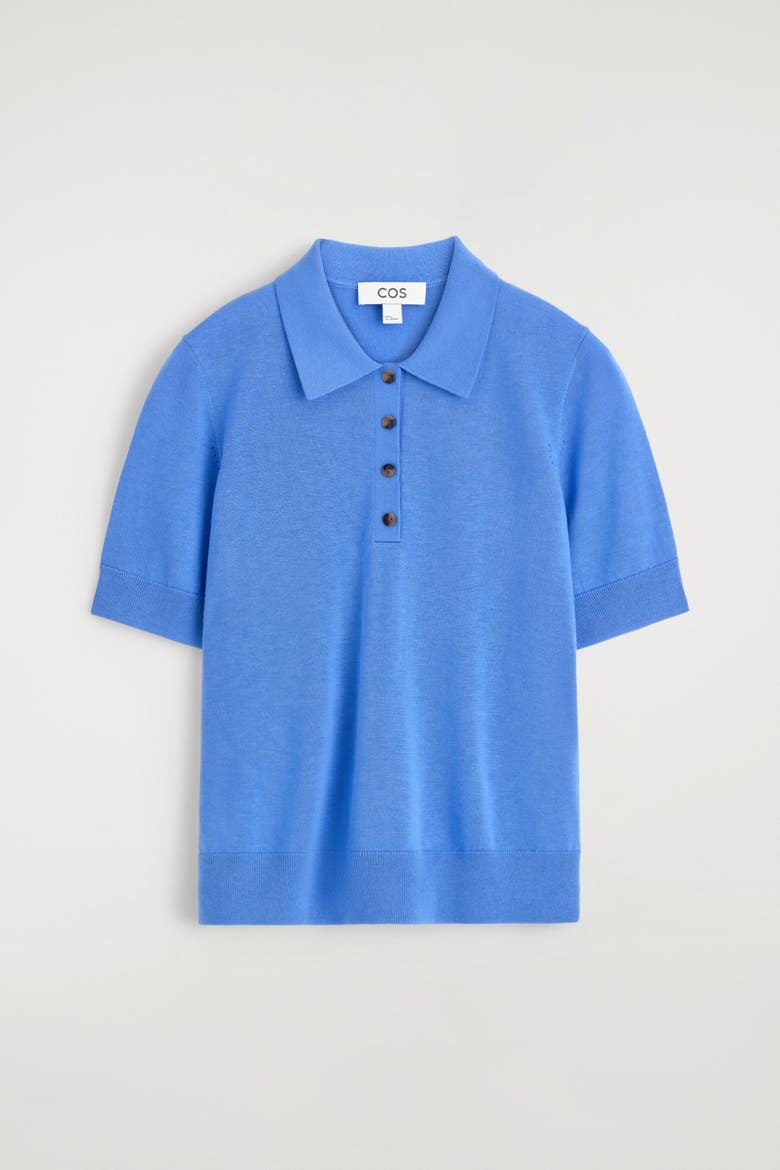 Shrunken Wool-Blend Polo Shirt, Alternate, color, BLUE