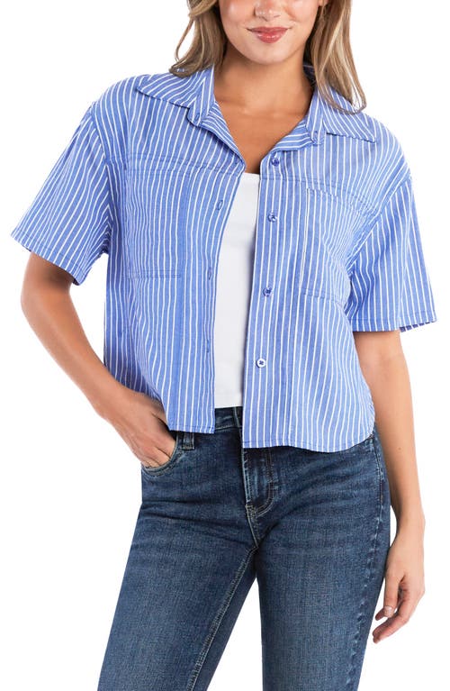 Billy T Spot On Stripe Linen Blend Crop Button-up Shirt In Nautical Stripes