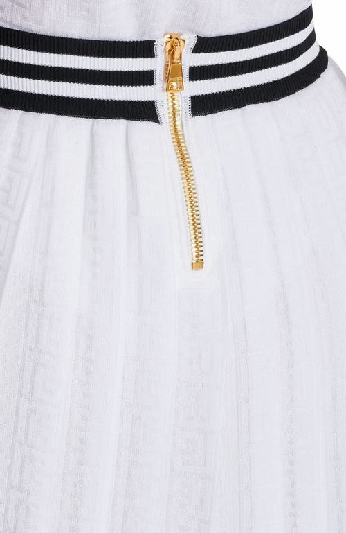 Balmain Pleated Monogrammed Knit Skirt