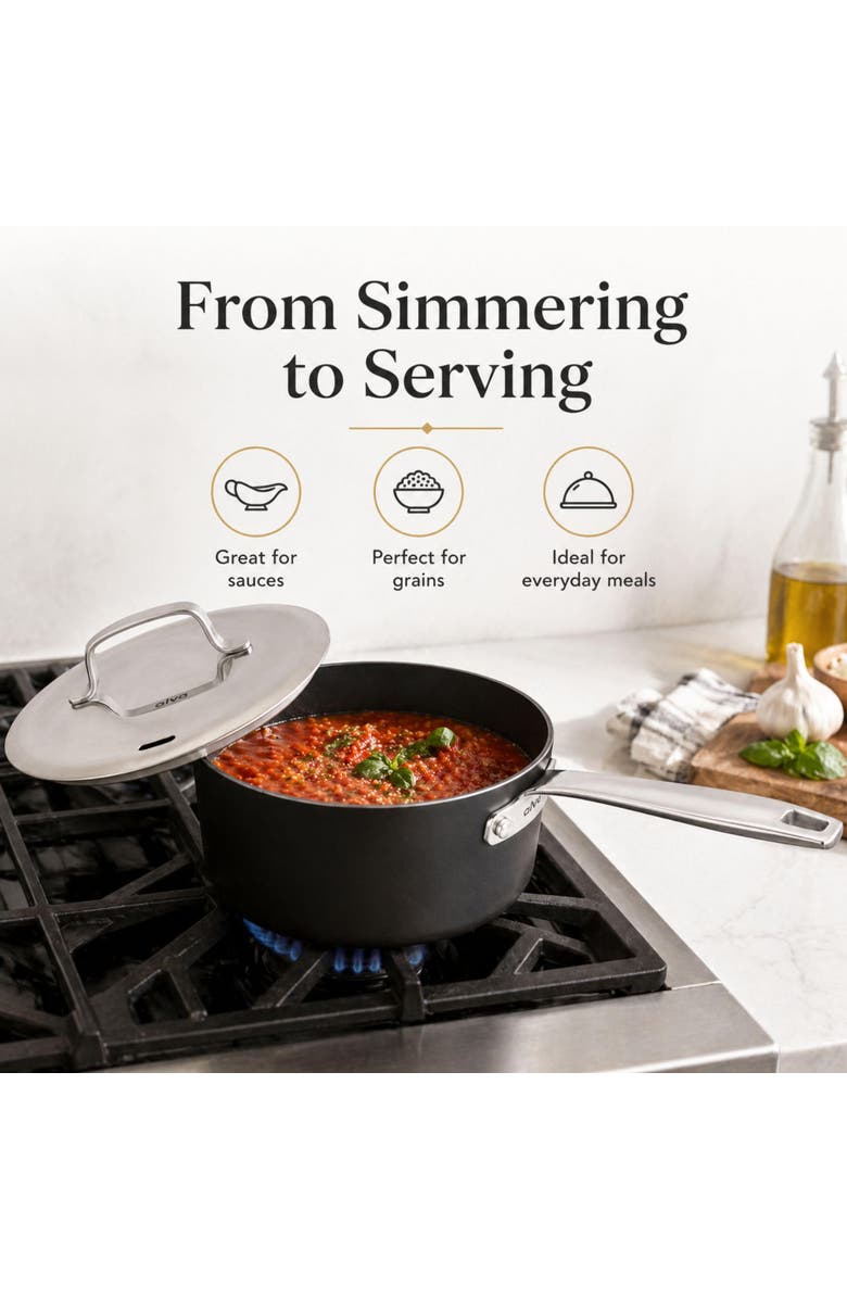 Alva Maestro 2 Qt. Nonstick Saucepan + Lid, Alternate, color, Black