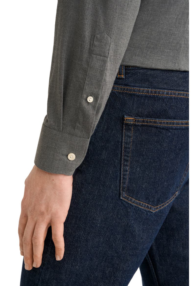 Slim Fit Organic Supima® cotton Flannel Shirt, Alternate, color, DARK GREY