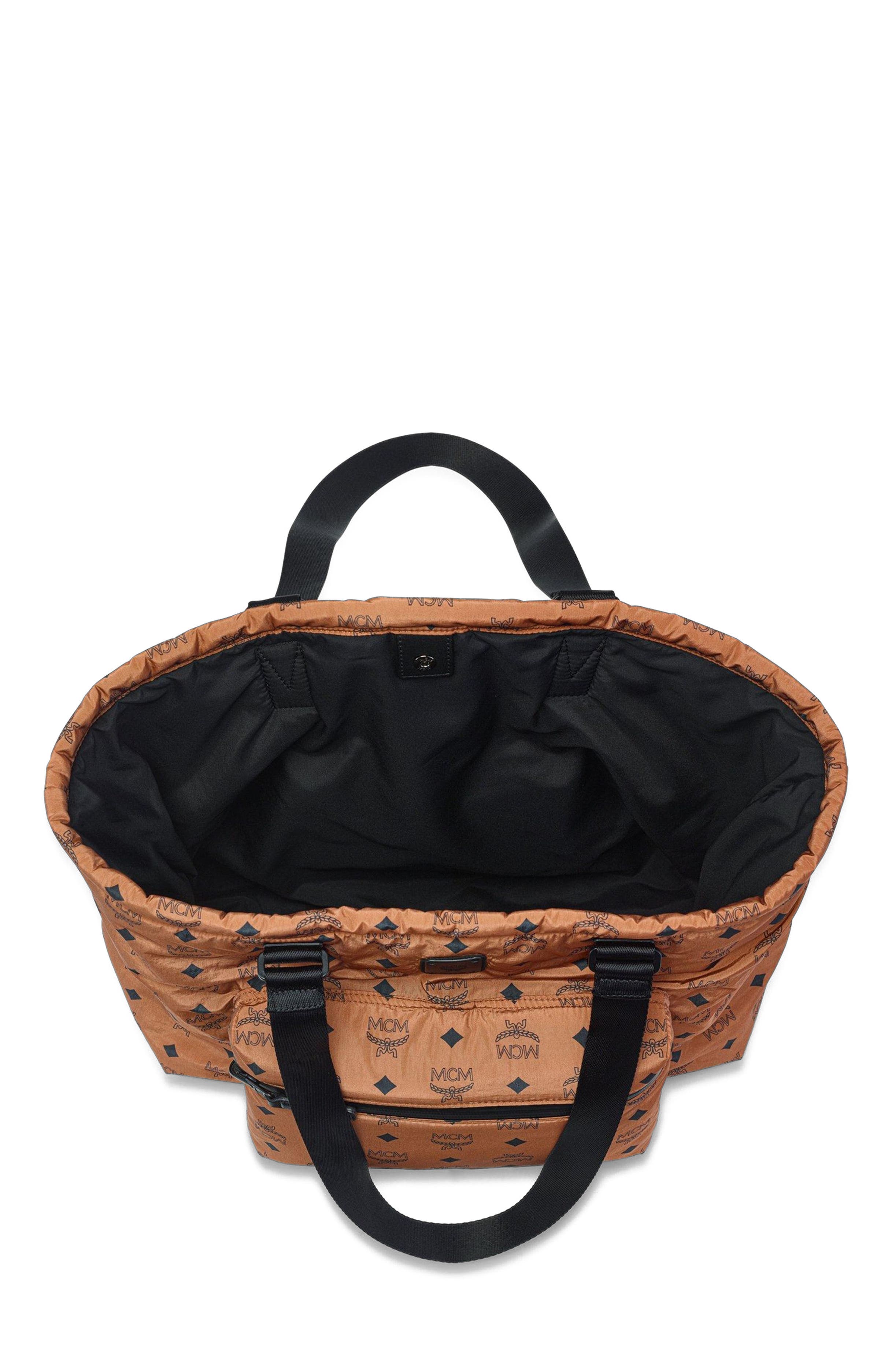 Aren Packable Tote in Visetos, Alternate, color, Cognac