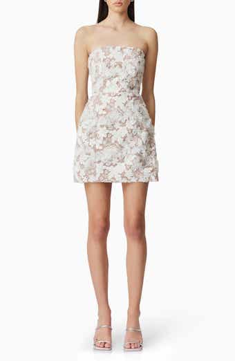 Elliatt Vonni Beaded Floral Appliqué Strapless Cocktail Dress