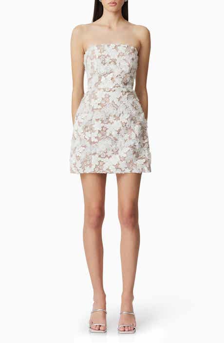 Elliatt Vonni Beaded Floral Appliqué Strapless Cocktail Dress
