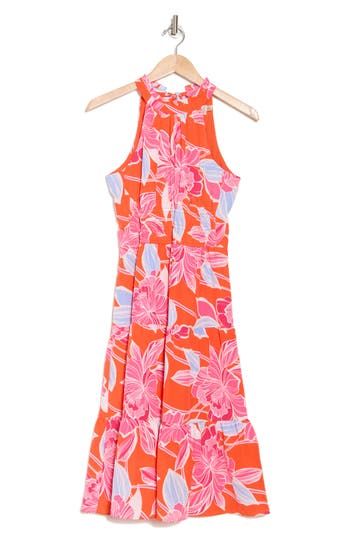 ELIZA J ELIZA J HALTER TIERED MIDI DRESS