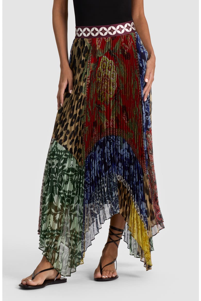 Katz Pleated Maxi Handkerchief Hem Skirt, Main, color, OFF THE GRID LG