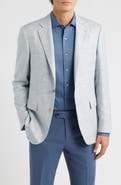 Canali Kei Trim Fit Light Blue Mélange Wool & Silk Blend Sport Coat