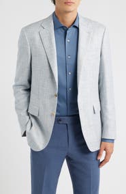 Canali Kei Trim Fit Light Blue Mélange Wool & Silk Blend Sport Coat