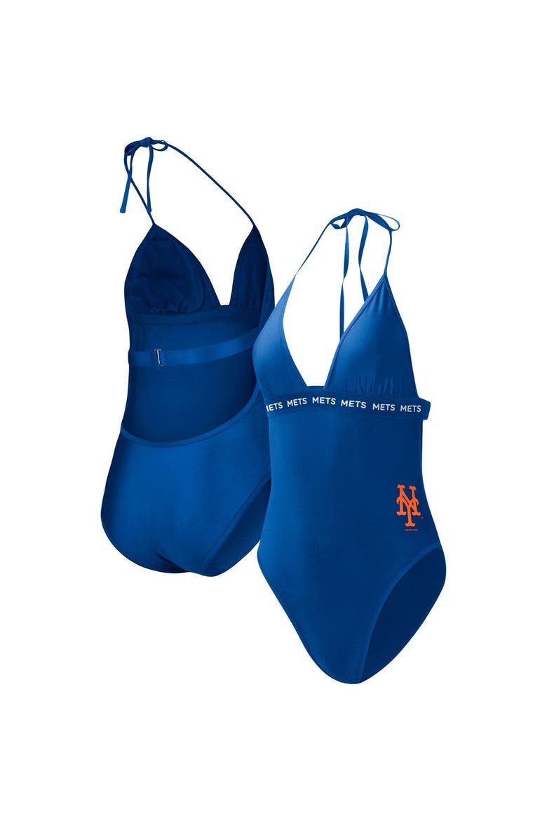 Women's G-III 4Her by Carl Banks Royal New York Mets Full Count One-Piece Swimsuit, Main, color, Royal