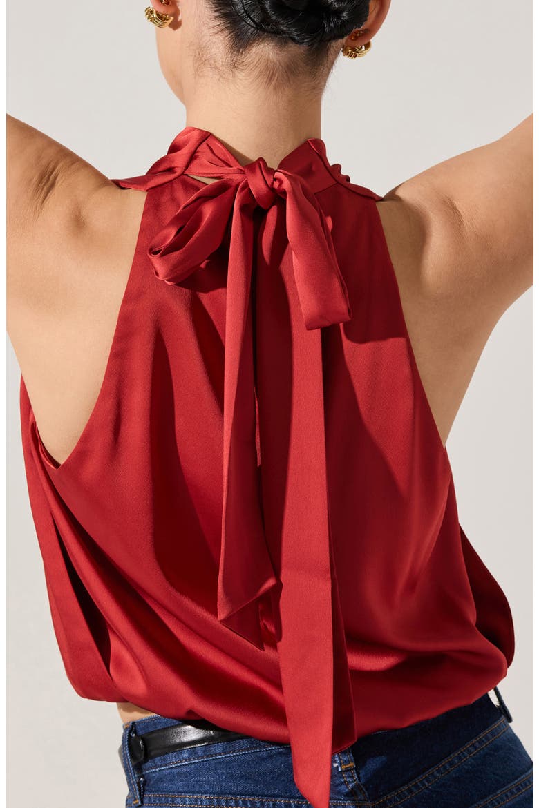 Jolesia Tie Back Satin Sleeveless Top, Alternate, color, RUST