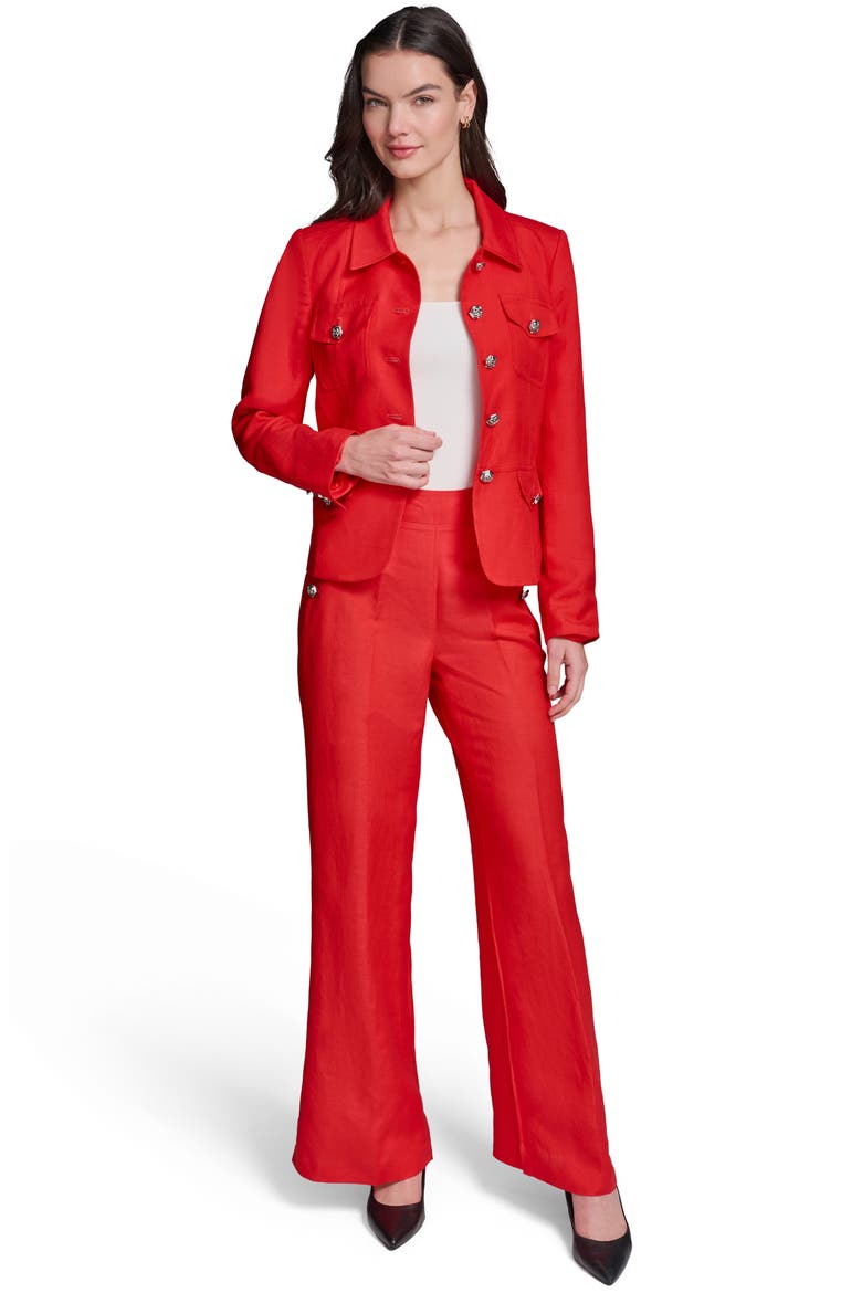 Linen Blend Jacket, Alternate, color, APPLE
