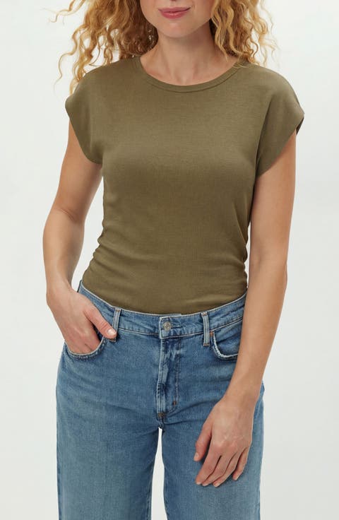 Joni Power Shoulder Rib Top