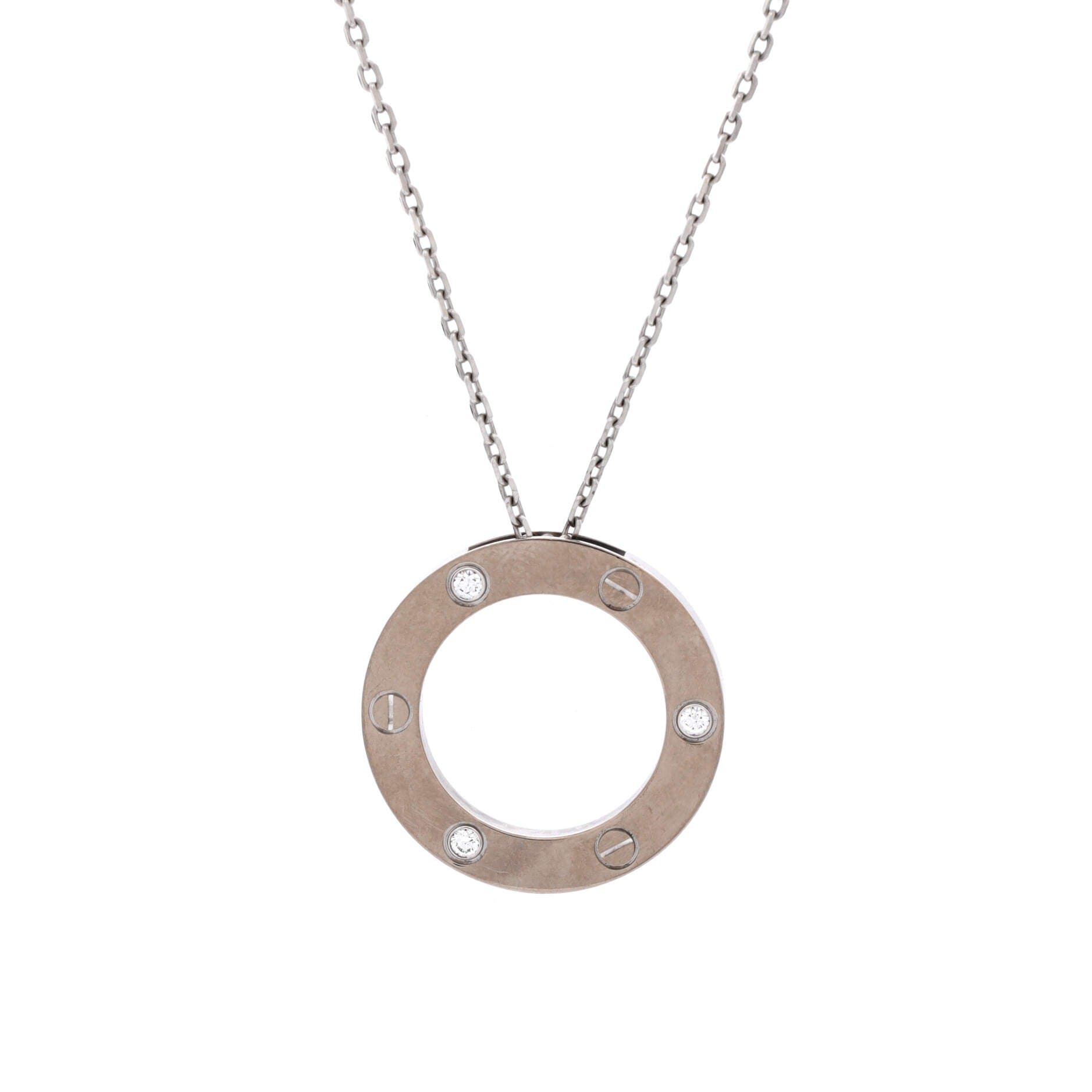 3 Diamonds Love Pendant Necklace 18K White Gold and Diamonds, Alternate, color, Metallic Gold