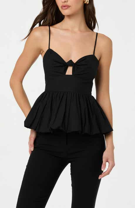 ASTR the Label Cotton Twist Cutout Bubble Peplum Camisole