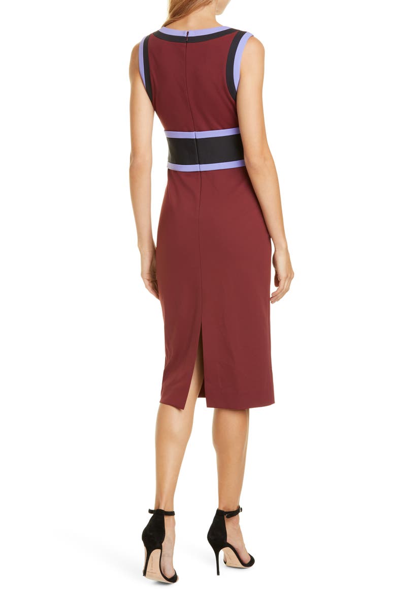 Maribel Colorblock Sleeveless Sheath Dress, Alternate, color, MERLOT/ BLACK/ JACARANDA
