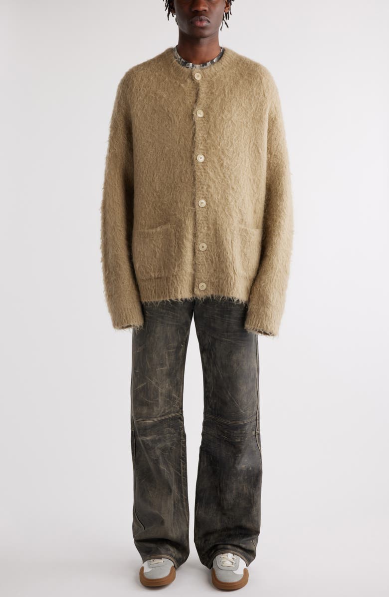 Acne Studios Brushed Crewneck Cardigan, Alternate, color, 