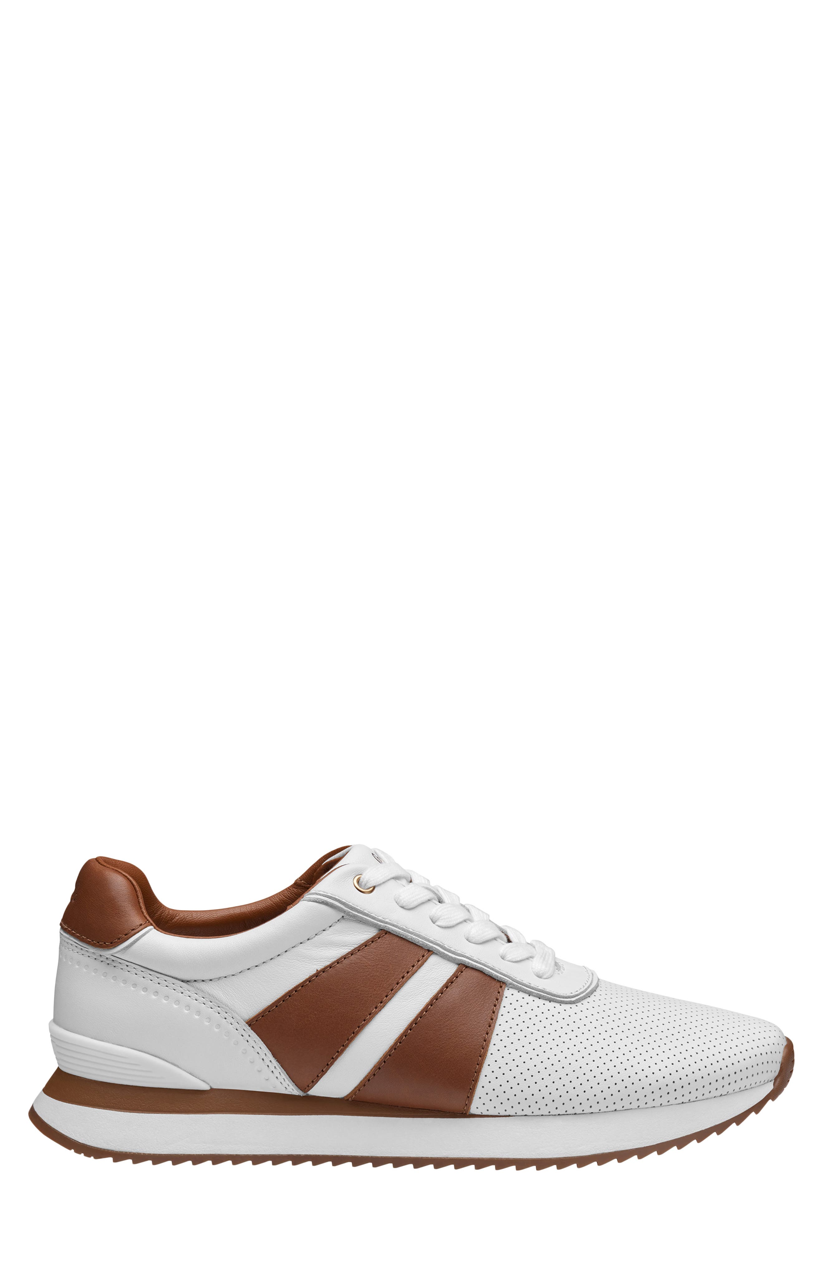Johnston & Murphy Morgan Sneaker, Alternate, color, White/ Tan Full Grain