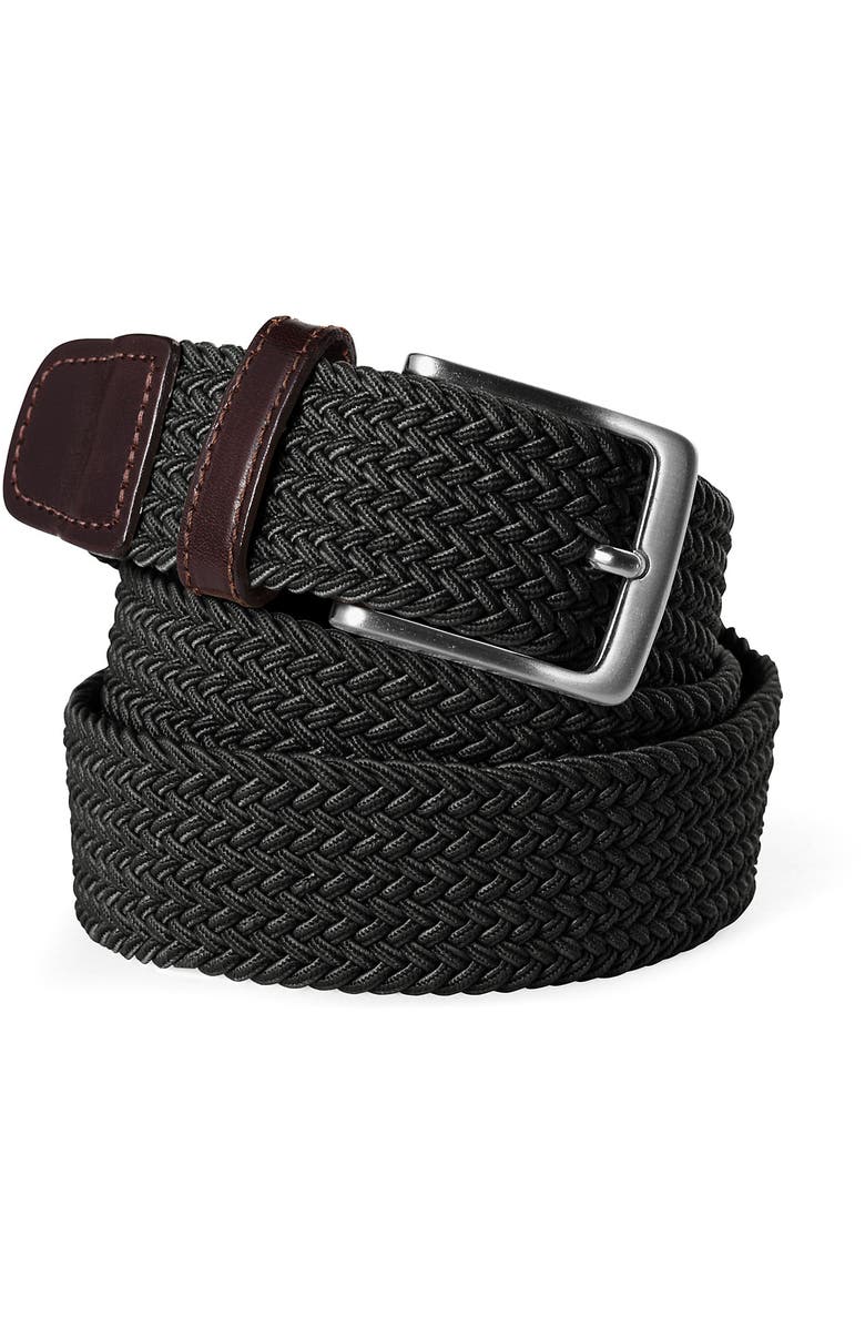 Lands' End Elastic Braid Belt, Main, color, Black