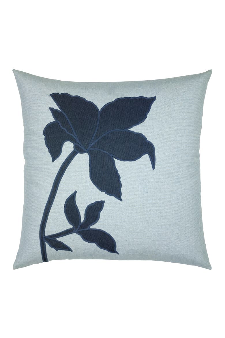 Botanica Handmade Embroidered Applique Indoor & Outdoor Woven Accent Pillow, Main, color, Lily