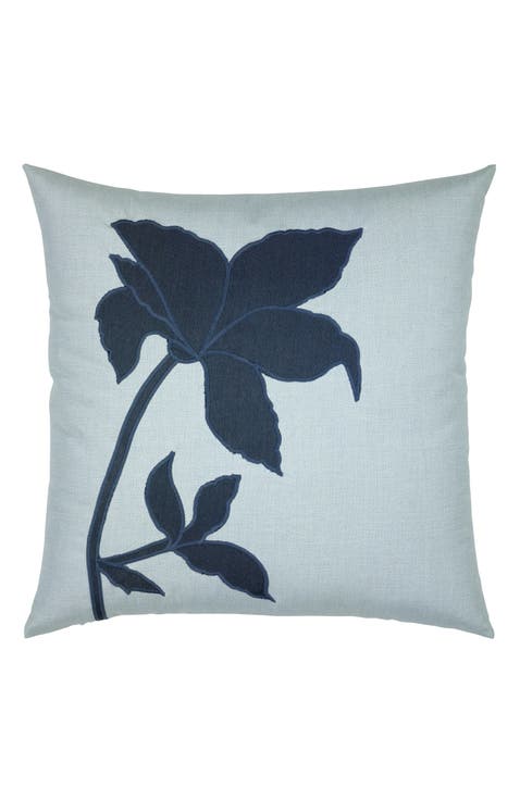Botanica Handmade Embroidered Applique Indoor 
Outdoor Woven Accent Pillow