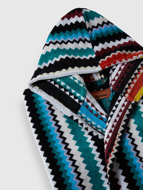 Missoni Long Curt Chevron Cotton Terry Hooded Bathrobe In Multicoloured