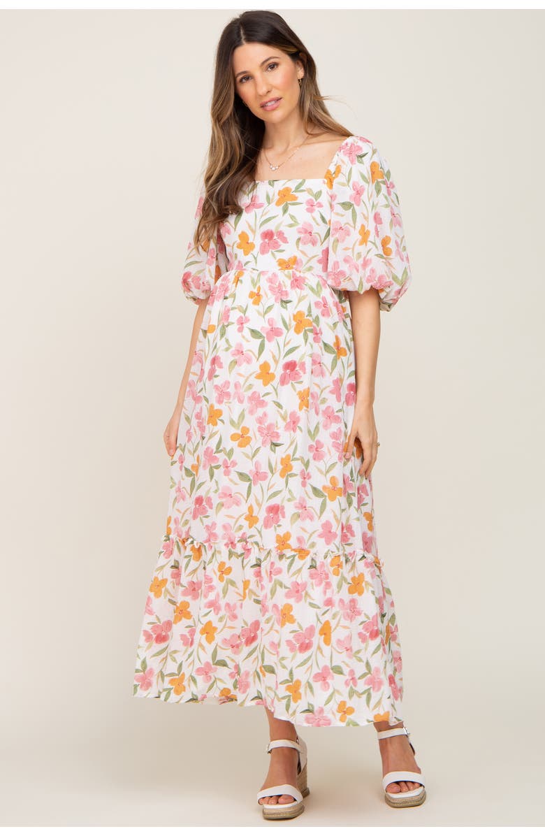 PinkBlush Floral Puff Sleeve Maxi Dress, Alternate, color, White
