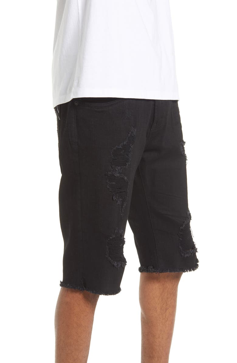 Cult of Individuality Rocker Slim Fit Ripped Cutoff Denim Shorts, Alternate, color, 