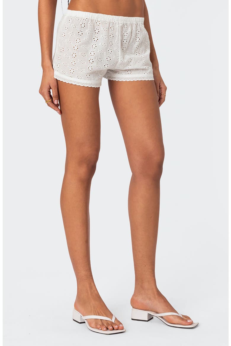 Jael Cotton Eyelet Shorts, Alternate, color, WHITE