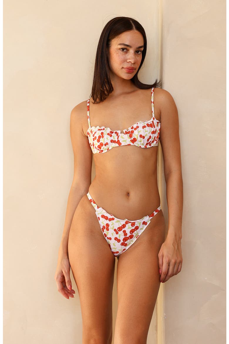 Lucca Cheeky Bikini Bottom, Alternate, color, Cherise White