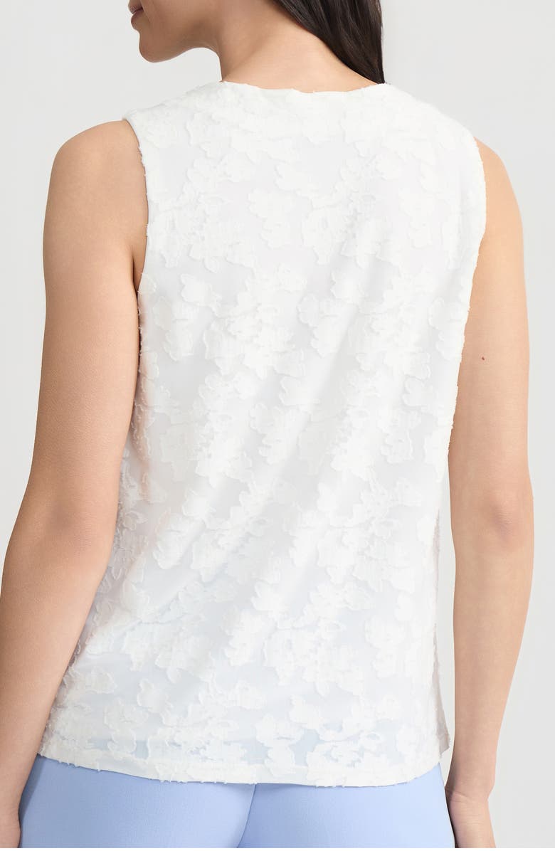 KASPER Burnout Floral Sleeveless Top, Alternate, color, Lily White