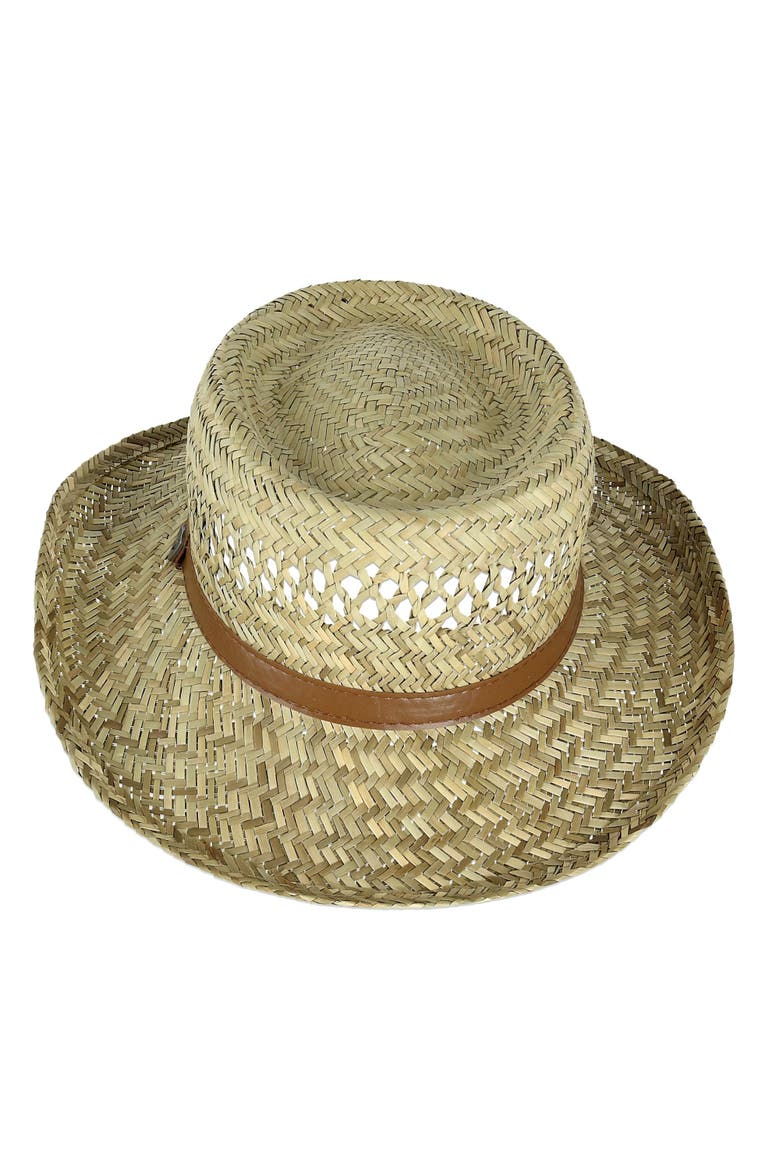 Rush Straw Gambler Hat with Wide Brim, Alternate, color, Natural