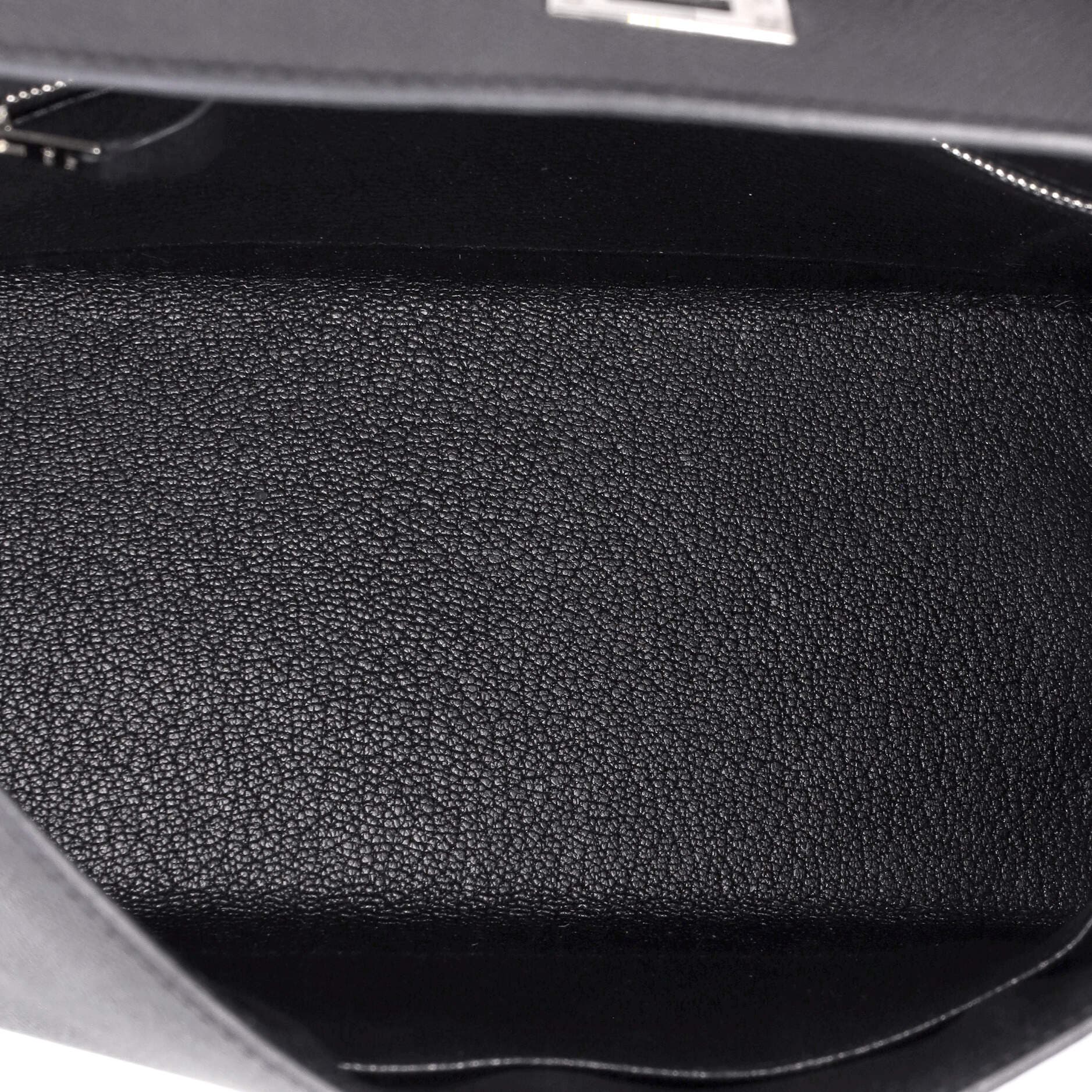 Pre-Owned Hermes Kelly Handbag Black Epsom with Palladium Hardware 25, Alternate, color, 