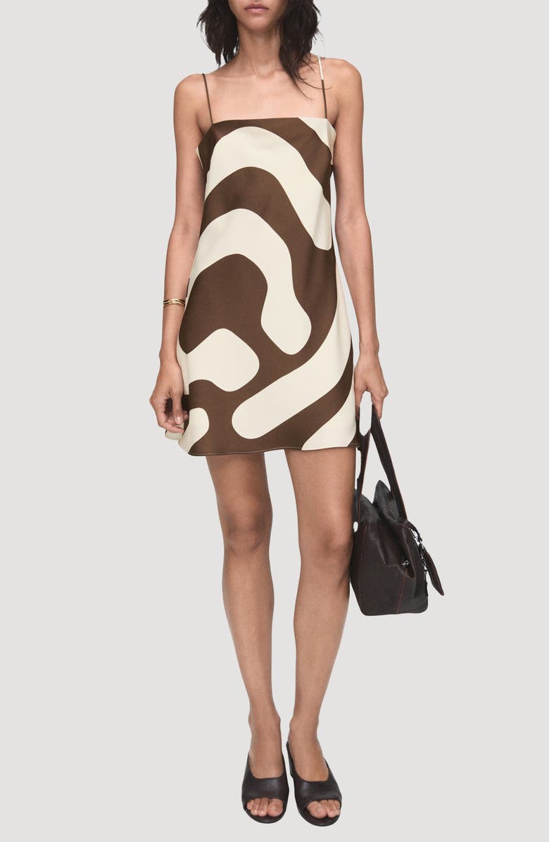 MANGO Just Print Sleeveless Minidress, Main, color, Brown