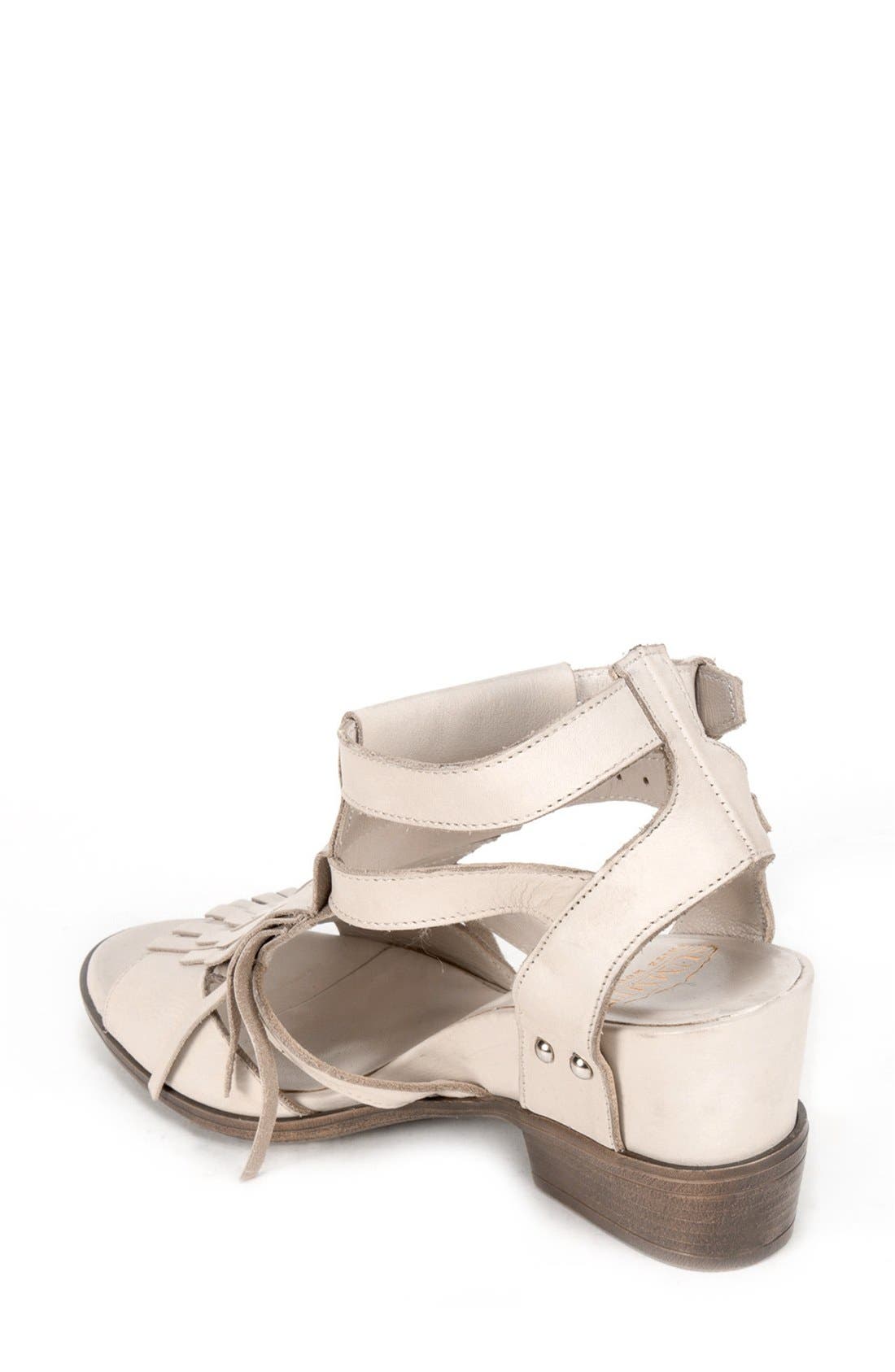 'Gera' Leather Fringe Sandal, Alternate, color, OFF WHITE LEATHER