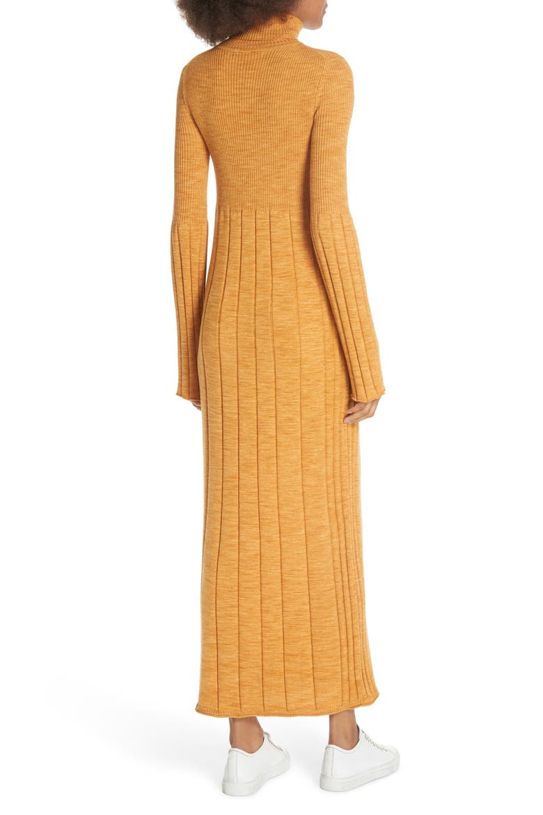 Clementine Ribbed Space Dye Wool Dress, Alternate, color, MARIGOLD