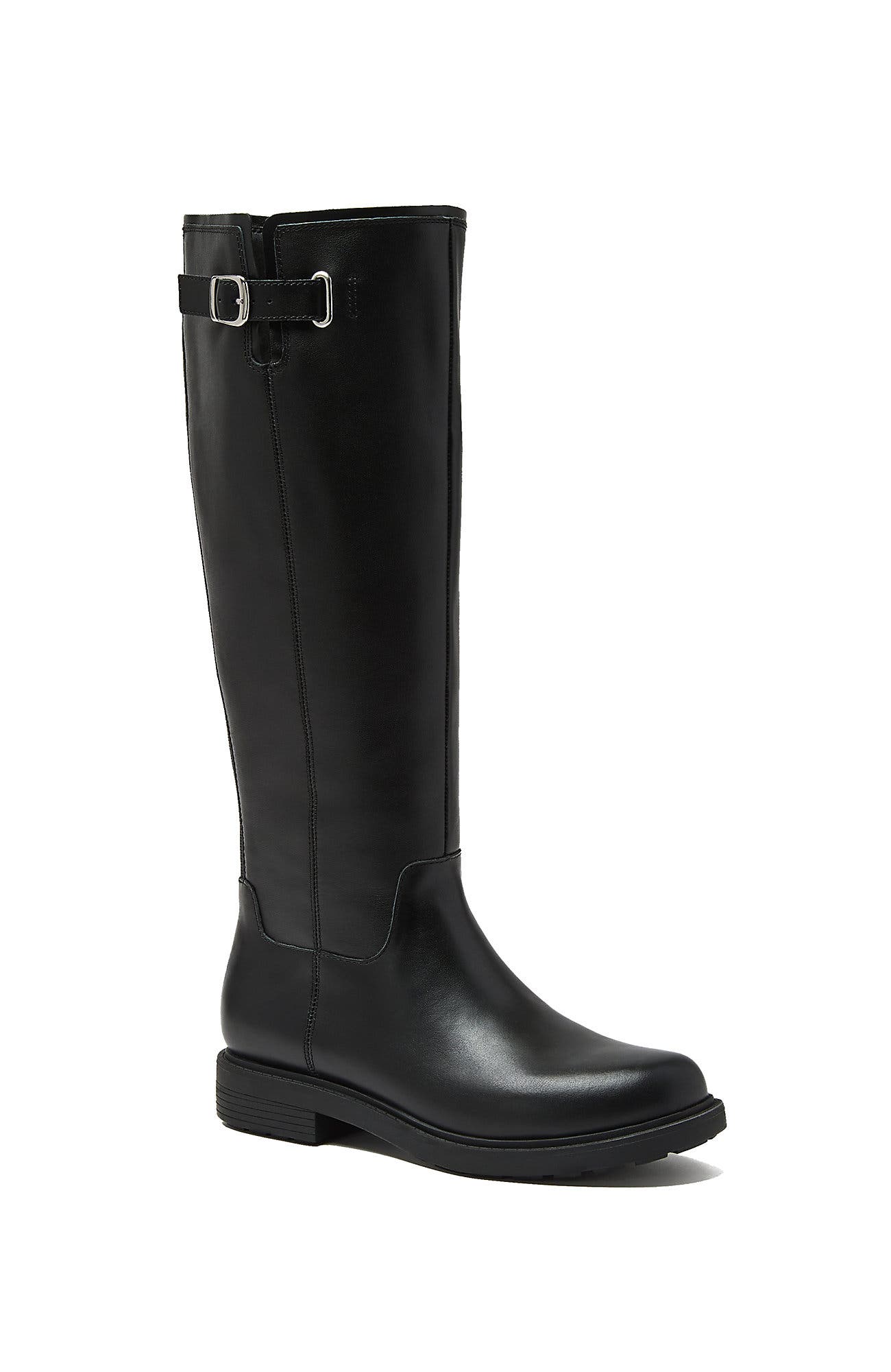 Lands' End Leather Knee High Riding Boots, Main, color, Black Leather