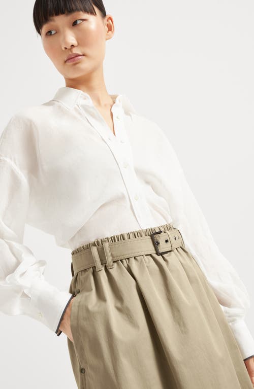 Brunello Cucinelli Stretch Cotton Long Skirt With Maxi Hem In Khaki