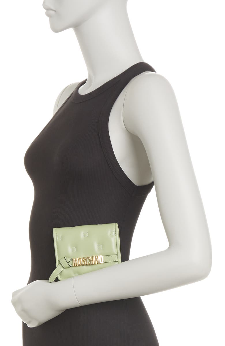 Moschino Quilted Leather Wallet, Alternate, color, 