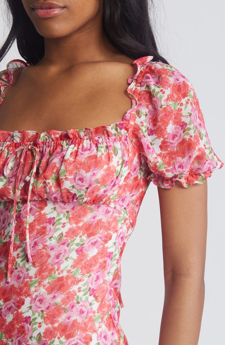 WAYF Felicity Floral Print Midi Dress, Alternate, color, Red / Purple Roses